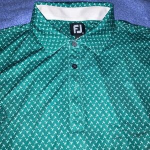 FootJoy Teal Green Palm-Print Golf Polo